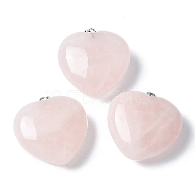 Natural Rose Quartz Pendants G-A259-02P-03-1