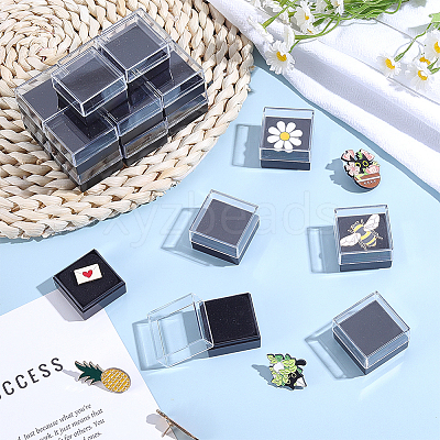 Transparent Plastic Badge Storage Boxes CON-WH0083-017-1