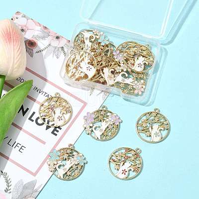 14Pcs 7 Styles Rack Plating Alloy Enamel Pendants FIND-FS0004-76-1