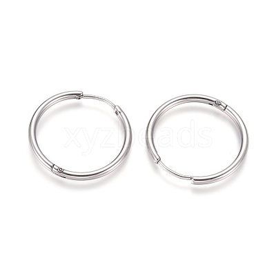 Tarnish Resistant 202 Stainless Steel Huggie Hoop Earrings X-EJEW-F111A-25mm-P-1