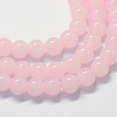 Baking Paint Imitation Jade Glass Round Bead Strands DGLA-Q021-6mm-02-1
