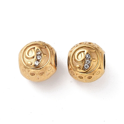 Ion Plating(IP) 304 Stainless Steel Rhinestone European Beads STAS-A092-10F-G-1