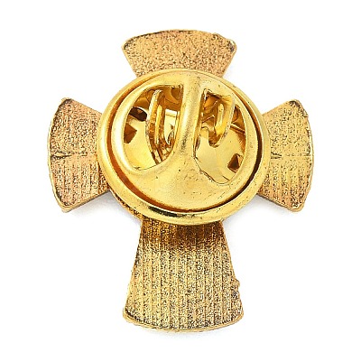 Cross Alloy Black Enamel Pins Brooches JEWB-M049-01AG-01-1