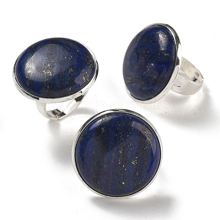 Natural Lapis Lazuli Round Adjustable Rings RJEW-K371-09S-25-1