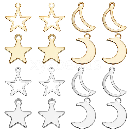 16Pcs 8 Styles 304 & 201 Stainless Steel Pendants STAS-LP0001-30-1