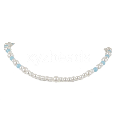 Acrylic Pearl & Luminous Beaded Necklaces for Women NJEW-JN04909-1