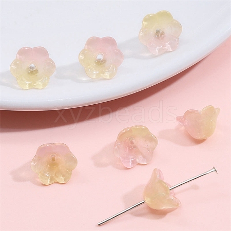 10Pcs Gradient Color Transparent Glass Bead Caps PW-WG464DA-29-1