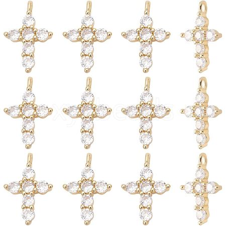 CHGCRAFT 12Pcs Brass Micro Pave Cubic Zirconia Pendants KK-CA0003-65-1