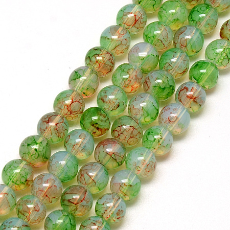 Baking Painted Glass Beads Strands DGLA-Q023-6mm-DB49-1