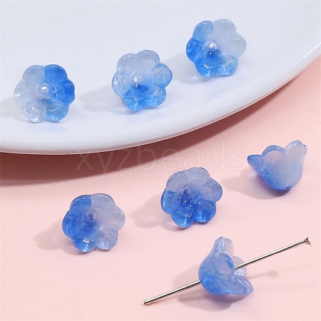 10Pcs Gradient Color Transparent Glass Bead Caps PW-WG464DA-15-1