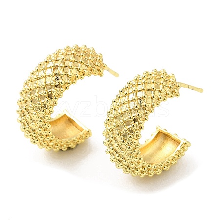 Rack Plating Brass Round Stud Earrings for Women EJEW-D059-15G-1