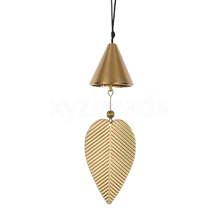 Leaf Brass Wind Chimes AJEW-P110-01C-1