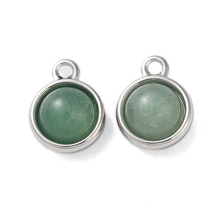 Natural Green Aventurine Half Round Charms STAS-L022-397B-P-1