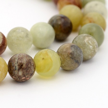 Natural Xiuyan Jade Round Bead Strands G-P070-71-4mm-1