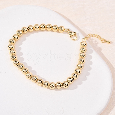 Round Brass Beaded Bracelets for Women BJEW-H640-04A-G-1