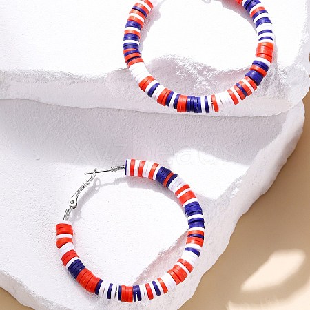 American Independence Day Handmade Polymer Clay Hoop Earrings PW-WGE29F5-01-1