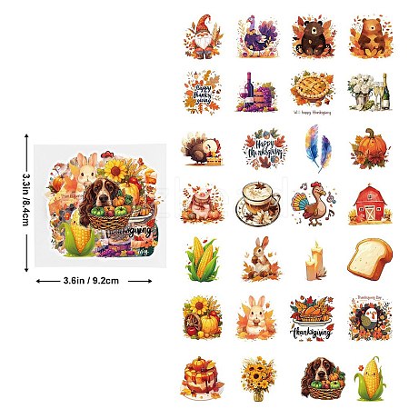 50Pcs Thanksgiving Day Cartoon PET Self-Adhesive Picture Stickers STIC-C010-23-1