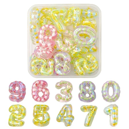 20Pcs UV Plating Transparent Acrylic Beads OACR-YW0001-58-1