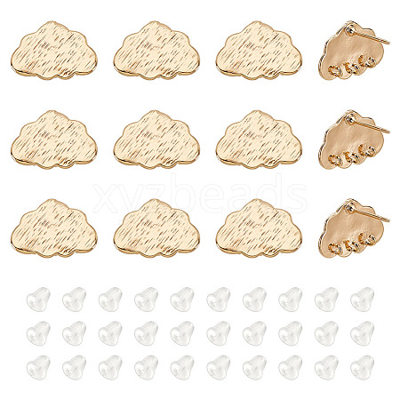 GOMAKERER 12Pcs Cloud Shape Brass Stud Earring Findings KK-GO0001-65-1