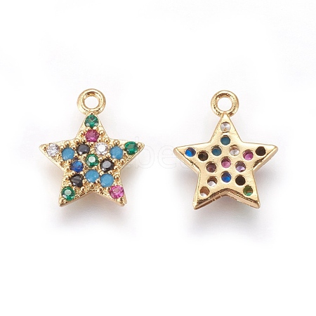 Brass Cubic Zirconia Charms KK-O119-17G-1