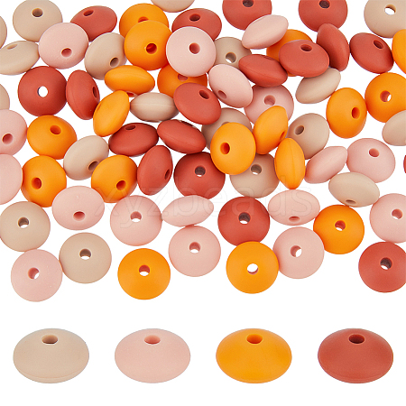 DICOSMETIC 80Pcs 2 Bags Rondelle Food Grade Eco-Friendly Silicone Focal Beads SIL-DC0001-39B-1