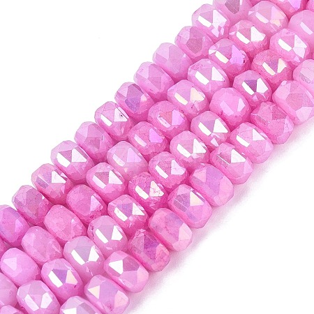Electroplate Crackle Imitation Jade Glass Beads Strands EGLA-Q135-01A-C10-1