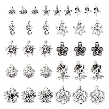  110Pcs 11 Styles Tibetan Style Alloy Pendants TIBEP-TA0001-11AS-1