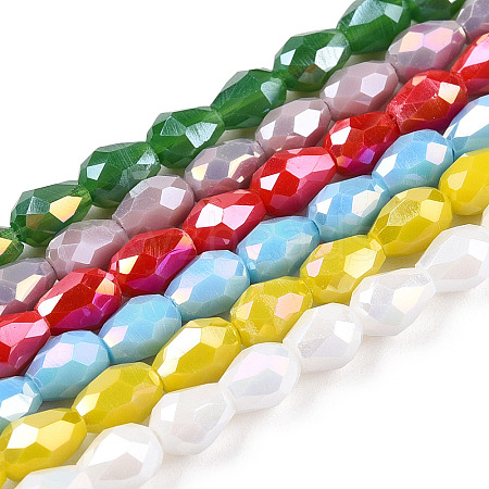 Electroplate Glass Beads Strands EGLA-R007-6x4mm-M-1