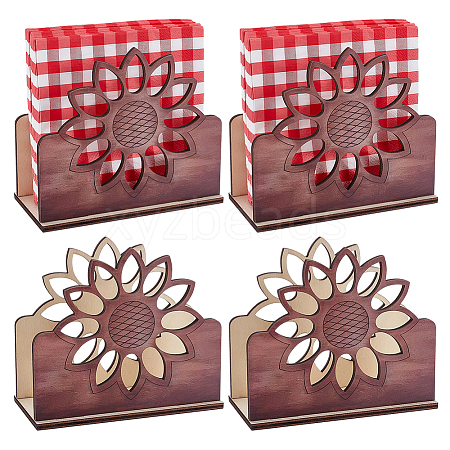 4Bags Sunflower Wood Napkin Holder AJEW-GO0004-72-1