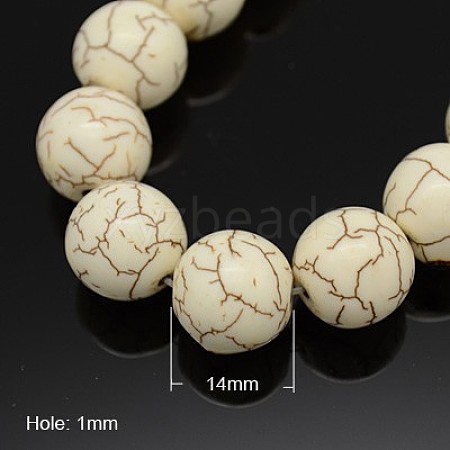 Synthetic Magnesite Beads Strands G-E018-14mm-1