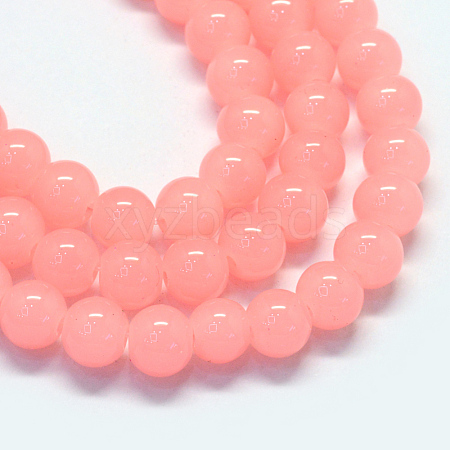 Baking Painted Imitation Jade Glass Round Bead Strands X-DGLA-Q021-6mm-03-1