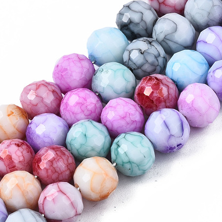 Opaque Baking Painted Crackle Glass Beads Strands EGLA-S174-33J-1