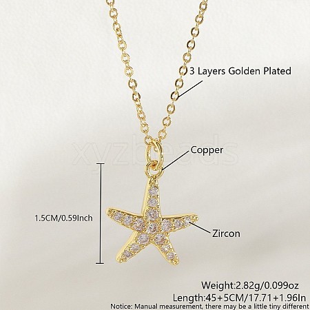 Ocean Summer Brass Pave Clear Cubic Zirconia Pendant Necklaces FS-WG8D1A7-20-1