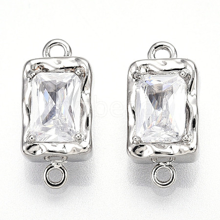 Brass Micro Pave Clear Cubic Zirconia Box Clasps KK-P291-30P-1