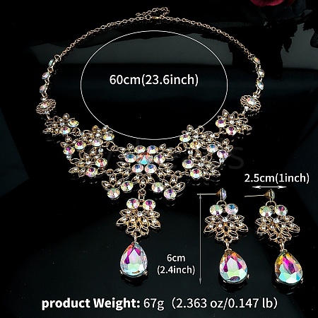 Alloy & Rhinestone Studs Earrings & Necklaces Set PW-WG1364A-02-1