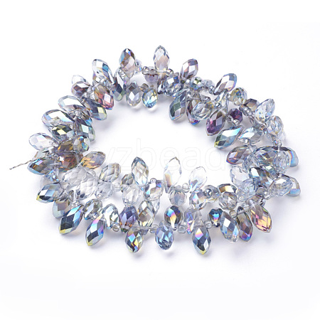 Electroplate Glass Faceted Teardrop Beads Strands EGLA-D014-28-1