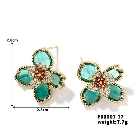 Fashionable and Elegant Floral Shaped Stud Earrings with Rhinestones QI6190-2-1