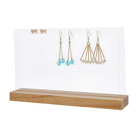 SUPERFINDINGS 1 Set 10-Hole Vertical Transparent Acrylic Earring Display Stands ODIS-FH0001-16-1