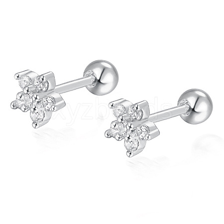 S925 Sterling Silver Flower Stud Earrings DY0741-2-1