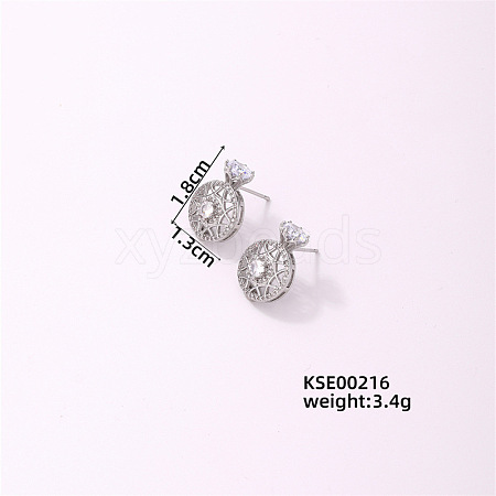 Elegant Round Earrings with Shiny Diamonds for Fashionable and Delicate Look CV1535-1