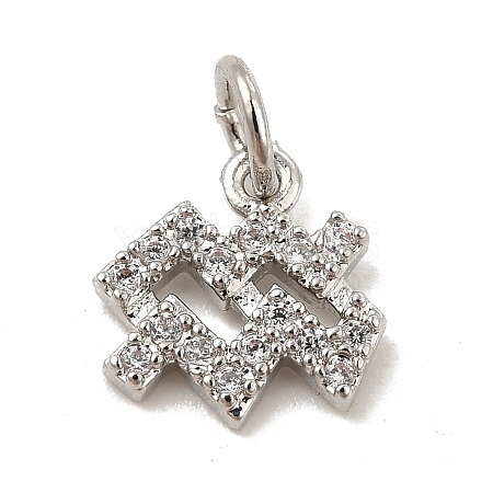 Brass Micro Pave Cubic Zirconia Charms KK-E077-02P-09-1