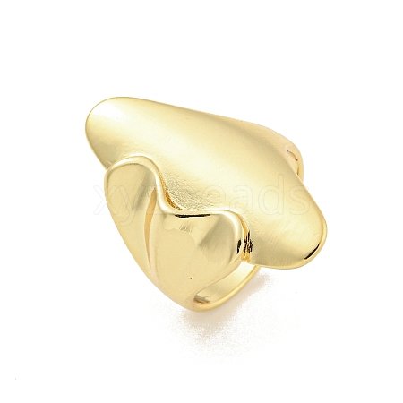 Rack Plated Brass Heart & Oval Open Cuff Ring for Women RJEW-Z039-11G-1