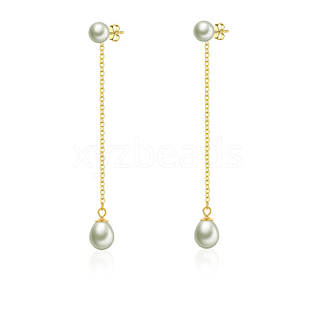 Baroque Freshwater Pearl Tassel Pendant Stud Earrings JA8255-1