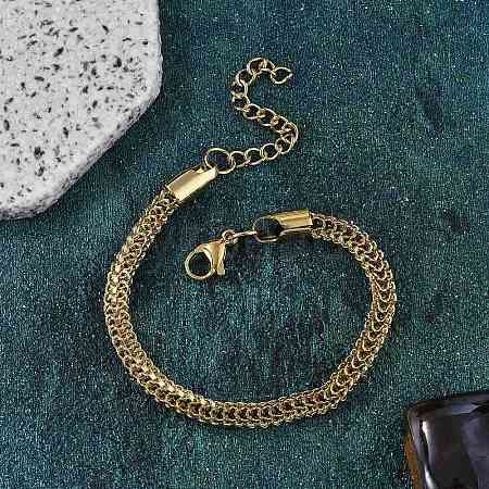 304 Stainless Steel Rope Chain Bracelets for Women BJEW-F488-08G-1