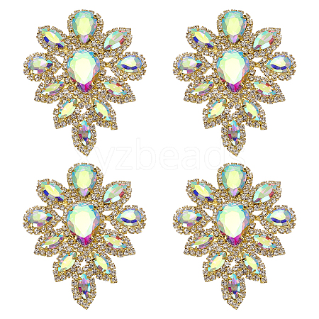 4Pcs Teardrop Shape Hotfix Rhinestone Iron on Patches PATC-FG0002-25B-1