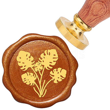 Brass Wax Seal Stamp with Rosewood Handle AJEW-WH0412-0003-1