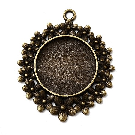 Vintage Tibetan Style Alloy Flower Pendant Cabochon Bezel Settings X-TIBEP-M018-65AB-NF-1