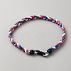 Blue Red White Braided Polyester Cord Baseball Sport Choker Necklaces NJEW-WH0036-004-1
