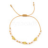Adjustable Faux Pearl & Brass Braided Bead Bracelets for Women WG4426-7-1