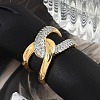 Brass Micro Pave Clear Cubic Zirconia Cuff Rings for Women RJEW-R011-11G-02-2